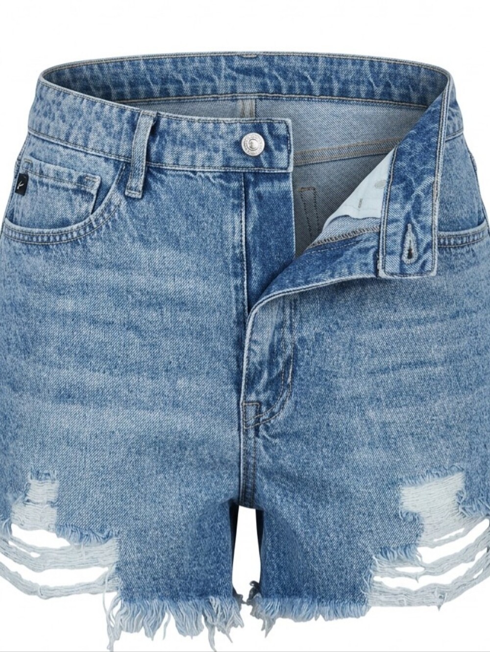 KanCan Distressed Denim Shorts - Med Blue Size W9 28 Trashy Shortie Shorts